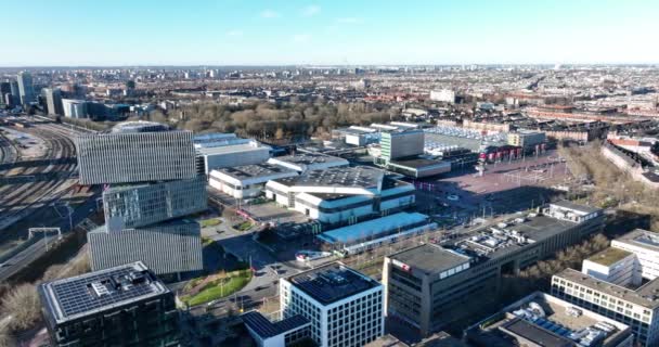 Amsterdam, 25th of December 2021, The Netherlands. RAI confention center and the ZuidAs business district in Amsterdam capital. Europe. — Stock Video