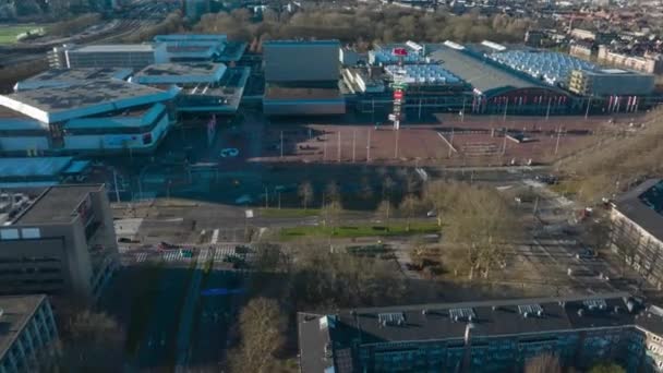 Amsterdam, 25th of December 2021, The Netherlands. Hyperlapse of the RAI confention center in Amsterdam capital. Europe. — Wideo stockowe