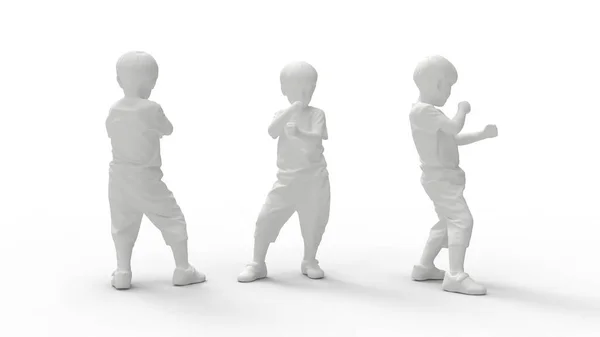 3D renderelés egy karate gyerek kis gyermek digitális modell elszigetelt üres háttér — Stock Fotó