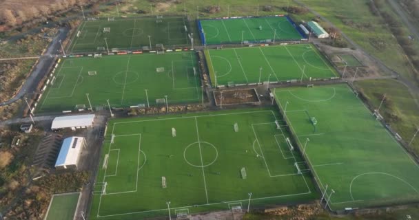 Football soccer and field hockey fields, sports activity club in Amsterdam near Ijburg and Diemen in The Netherlands. Active lifestyle sports club — 图库视频影像
