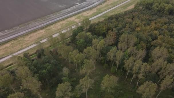 Almere, 23. Oktober 2021, Niederlande. Windturbinen in Almere, einem Gebiet zur nachhaltigen Energierückgewinnung. Drohnen aus der Luft. Windpark Jaap Rodenburg II — Stockvideo