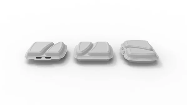 3D rendering of a design mockup template of a styrofoam food tray packaging box. — Stock Photo, Image