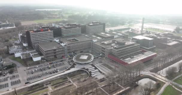 Amsterdam, 1st of January 2022, The Netherlands. Amsterdam Universitair Medische Centra UMC hospital facility aerial drone overview. — Video Stock
