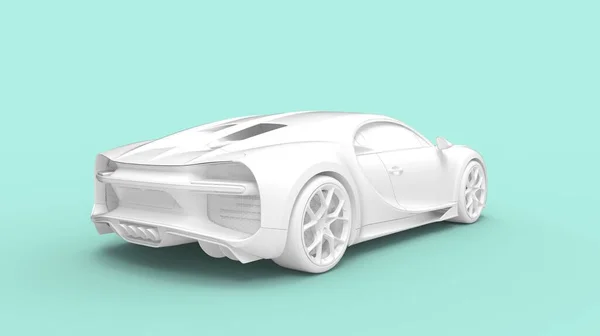 Ámsterdam, 20 de enero de 2022, Países Bajos. Representación 3D de un Bugatti Chiron, coche deportivo súper rápido aislado en un fondo vacío —  Fotos de Stock