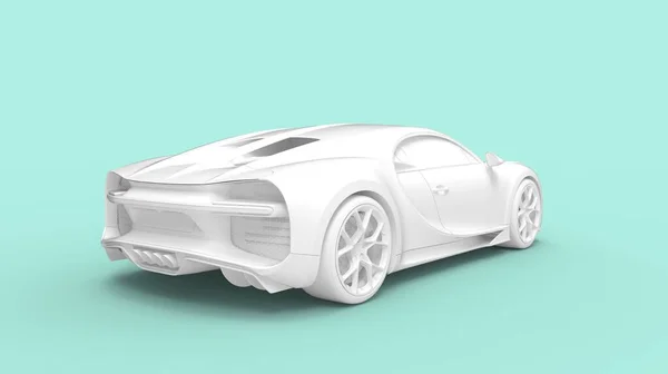 Амстердам, 20 января 2022 года, Нидерланды. 3D рендеринг Bugatti Chiron, супер быстрый спортивный автомобиль, изолированный на пустом пространстве — стоковое фото