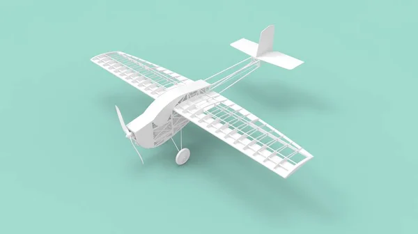 Representación en 3D de la base de un pequeño modelo de chasis de avión de hélice. Aislado en el fondo del estudio. — Foto de Stock
