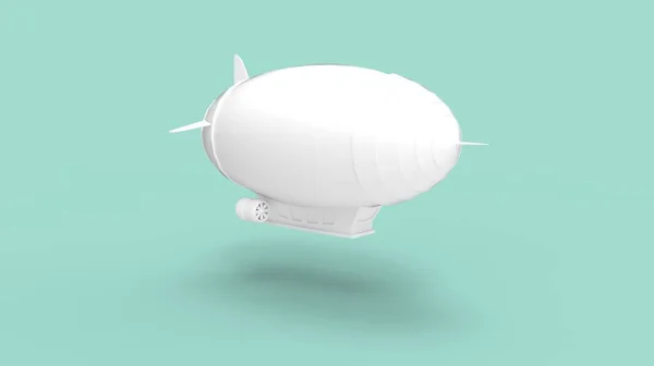 3D renderowanie latającego sterowca zeppelina latającego balonem statku powietrznego odizolowanego na pustym tle przestrzeni. — Zdjęcie stockowe