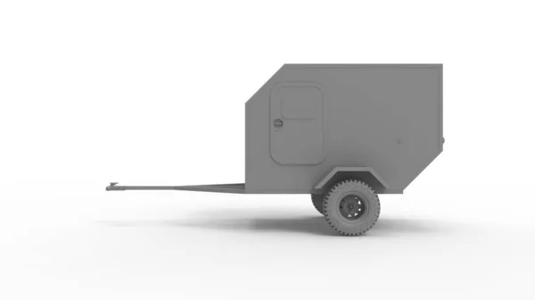 3D-weergave van een kleine off-road trailer voor een auto auto geïsoleerd in lege ruimte studio achtergrond — Stockfoto