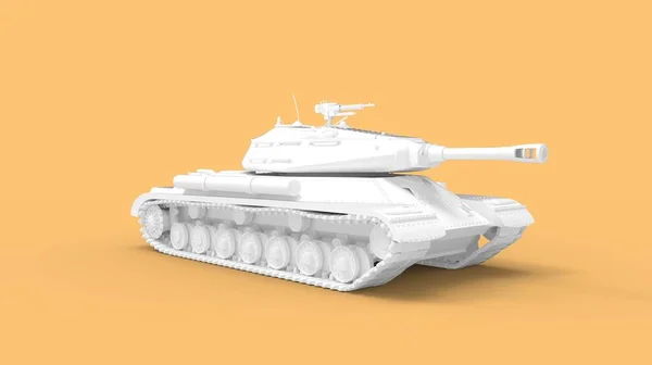 戦車の3Dレンダリング、装甲世界大戦スタジオの背景に隔離された2つの軍用車両大型キャノン砲塔. — ストック写真