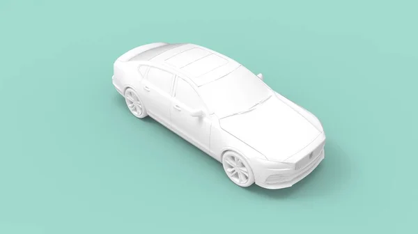 3D renderização de um carro de passageiros sedan. Veículo de transporte do consumidor isolado, modelo de conceito gerado por computador. — Fotografia de Stock