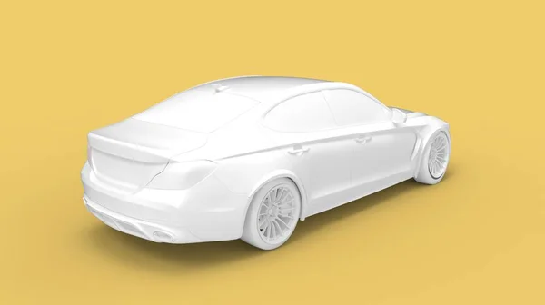 Rendu 3D d'une berline de voiture de tourisme. Véhicule de transport de consommation isolé, modèle conceptuel généré par ordinateur. — Photo