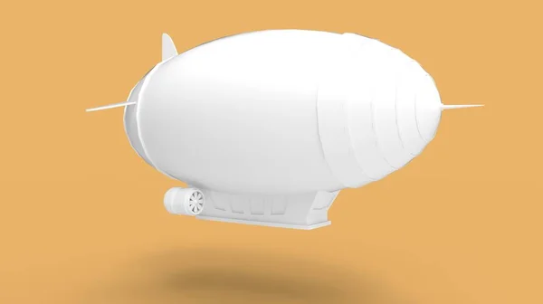 3D rendering of a floating zeppelin blimp flying balloon aircraft vehicle isolated on empty space background. — Stock Photo, Image