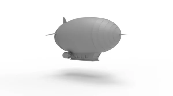 Renderização 3D de um dirigível zeppelin flutuante voando veículo de aeronave balão isolado no fundo do espaço vazio. — Fotografia de Stock