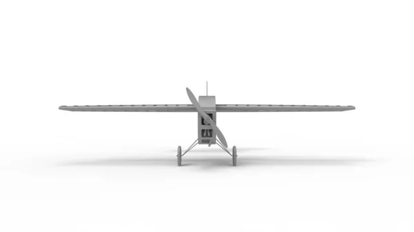 Küçük bir model pervane uçak şasisinin 3 boyutlu görüntüsü. Stüdyo arka planında izole edilmiş. — Stok fotoğraf