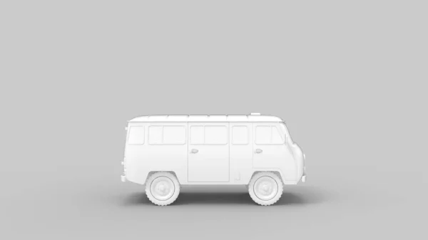3D απόδοση ενός vintage κλασικό μικρό μίνι βαν απομονωμένο. Μεταφορικό όχημα απομονωμένο σε κενό χώρο. — Φωτογραφία Αρχείου