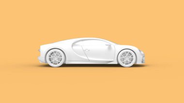 Amsterdam, 20 Ocak 2022, Hollanda. Bir Bugatti Chiron 'un 3 boyutlu görüntüsü, süper hızlı spor araba, boş bir alanda izole edilmiş.