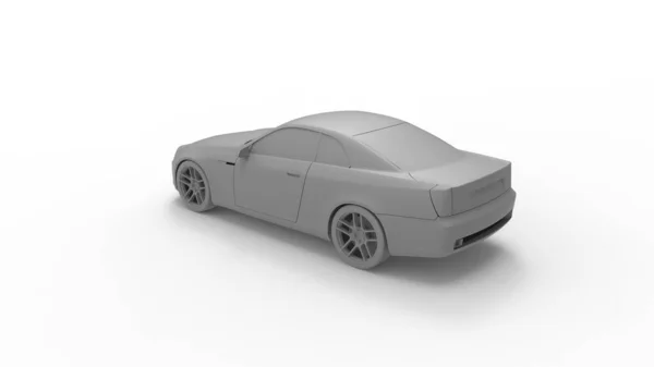 Representación 3D de un automóvil sedán de lujo de pasajeros aislado en fondo de estudio blanco — Foto de Stock