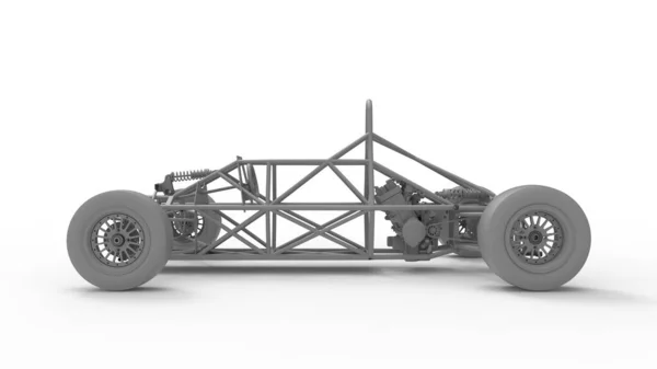 3D-візуалізація рами рами для гоночного автомобіля з труб і труб ізольовано на білому фоні студії . — стокове фото