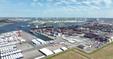 Amsterdam, 11th of may 2022, The Netherlands. International container shipping and transportation terminal company. Commerce freight distribution port logistics of goods.