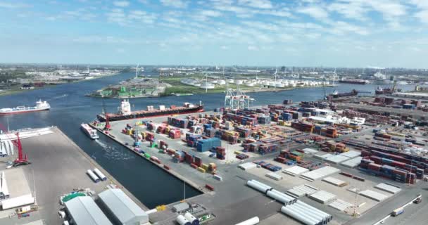 アムステルダム 2022年5月11日 オランダ 国際コンテナ輸送および輸送ターミナル会社 貨物の商業貨物輸送ポート物流 オランダ — ストック動画