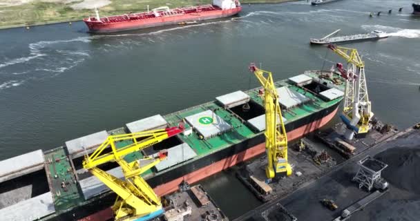 Amsterdão Maio 2022 Países Baixos Carregamento Granel Grandes Navios Transporte — Vídeo de Stock