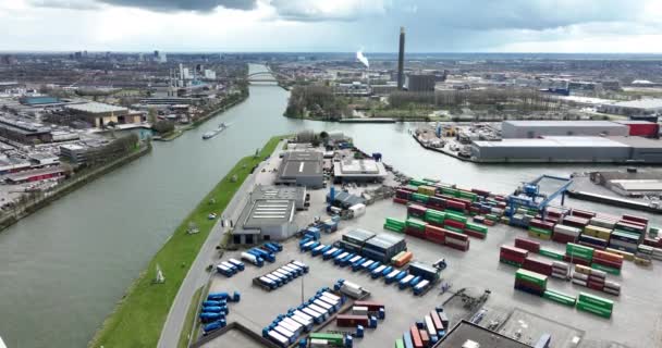 Utrecht Kwietnia 2022 Holandia Terminal Kontenerowy Utrecht Strefa Przemysłowa Drogi — Wideo stockowe