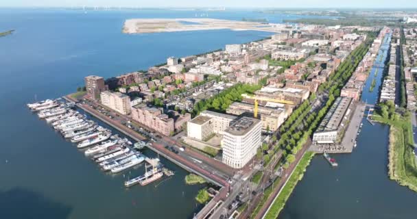 アムステルダムIjburg人工島現代的な住宅地水のスマートシティの街並み 都市住宅都市環境エリア — ストック動画