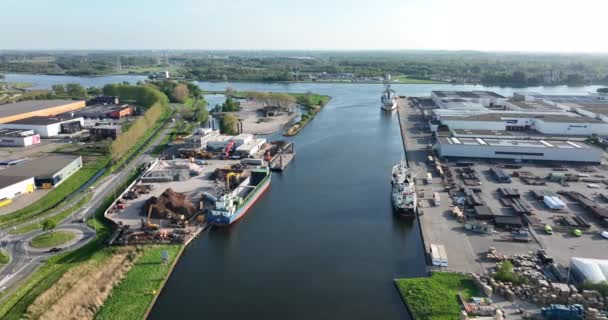 Ijmuiden Maj 2022 Holland Beverwijk Zwaaikom Industrizone Havn Erhvervskvarter – Stock-video