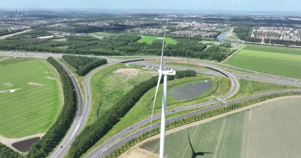 Système Éolien Production Énergie Durable Dans Parc Éolien Campagne — Video
