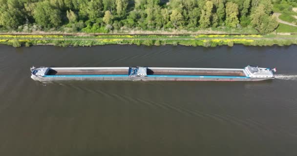 Binnenvaart Logistiek Goederenvervoer Waterweginfrastructuur Nederland Amsterdam Rijnkanaal Schip Zeilzending Luchtfoto — Stockvideo