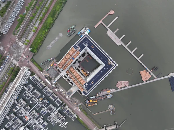 荷兰新建现代化公寓大楼的建筑工地 阿姆斯特丹Ijburg — 图库照片