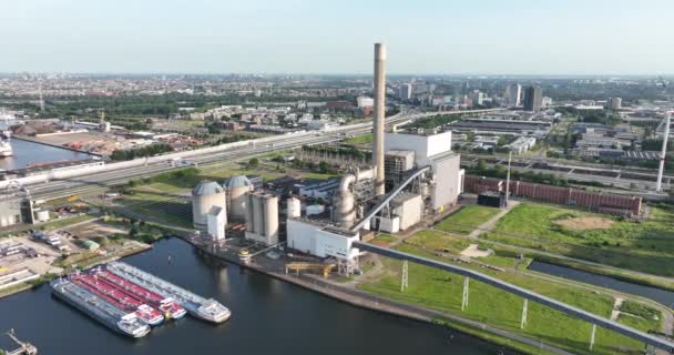 Kömür Yoluyla Eski Elektrik Santrali Üretimi Batı Amsterdam Belediyesi Ndeki — Stok video