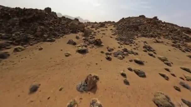 Spanya Daki Taş Volkanik Manzara Tenerife Kanarya Adası Fpv Kuadkopter — Stok video
