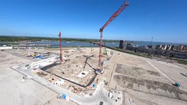 Amsterdam 8Th May 2022 Netherlands Construction Building Site Crane Acrobatic — Stock Video