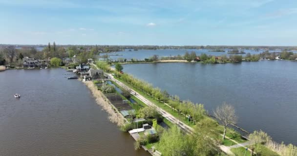 Typowa Holenderska Sceneria Jeziora Słoneczny Dzień Reeuwijkse Plannen Holandii Wsi — Wideo stockowe