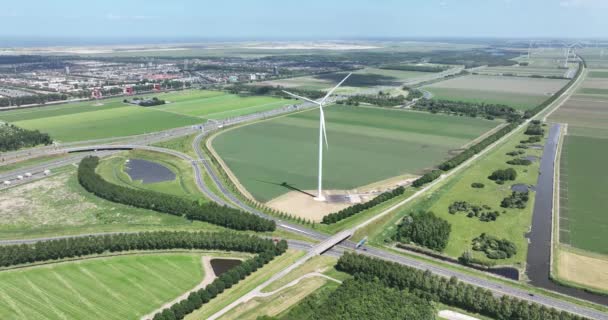 Vindturbinsystem Hållbar Energiproduktion Vindkraftpark Landsbygden — Stockvideo