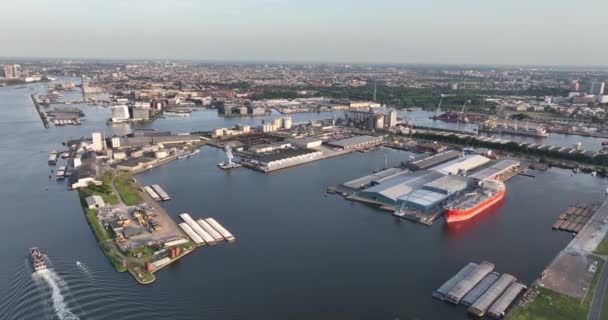 Amsterdam Westhaven Port Westelijk Havengebied Amsterdam North Sea Canal Heavy — Vídeo de stock