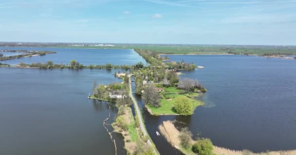 Typical Dutch Nature Lake Scenery Sunny Day Reeuwijkse Plannen Holland — Stockvideo