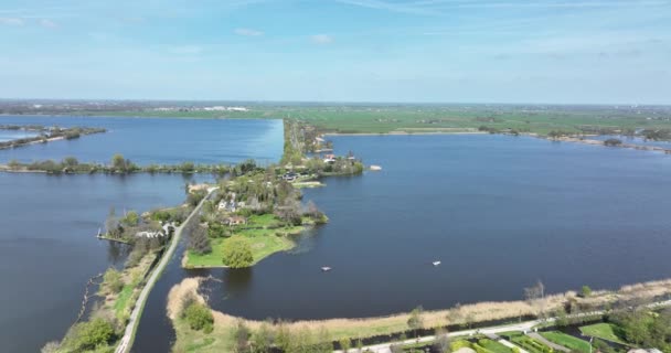 Paisagem Típica Lago Natural Holandês Dia Ensolarado Reeuwijkse Plannen Holanda — Vídeo de Stock