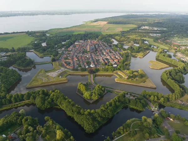 Fortified Ancient Old Historic Town Naarden Vesting Overhead Aerial Drone — Fotografia de Stock