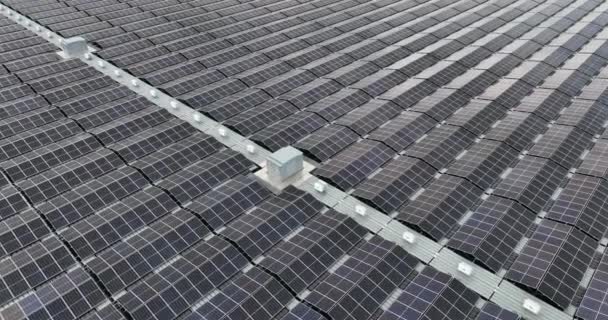 Clrean Nachhaltige Energieerzeugung Mit Sonnenkollektoren Auf Einem Großen Teich Den — Stockvideo