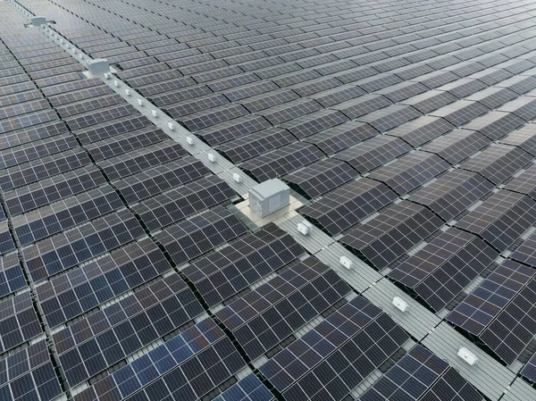 Solar panels close up detail view pattern Clean sustainable energy generation. Energy transition innovation system renewable electricity field using solar energy. Technical installation. Aerial