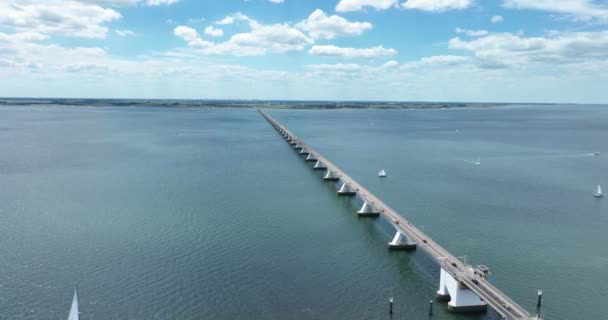 Zeelandbridge Infinity Bridge Distance Aerial Drone View Part Delta Works — Video