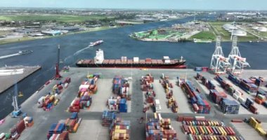 Amsterdam , 16th of July 2022, The Netherlands. TMA Terminal logistics Multipurpose supply chain hub. import and export of containers.