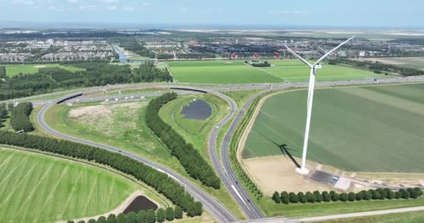 Sistema Turbinas Eólicas Generación Energía Sostenible Parque Eólico Campo — Vídeos de Stock