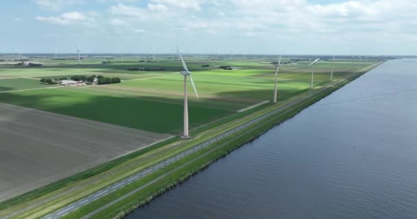 Produktion Vindkraft Genom Vindturbinsystem Grön Hållbar Alternativ Elproduktion Med Hjälp — Stockvideo