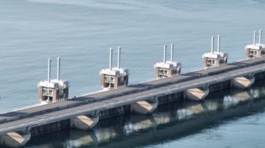 The Delta Works are a water flood defense system, in the Netherlands, to protect against high water from the sea of, in particular, the provinces of Zeeland. Oosterschelde barrier.