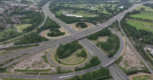 Lunetten Junction Dutch Traffic Interchange Connection A12 A27 Motorways Located — 图库视频影像