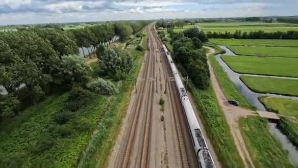 Utrecht 1St July 2022 Netherlands Train Nederlandse Spoorwegen Fpv Drone — ストック動画