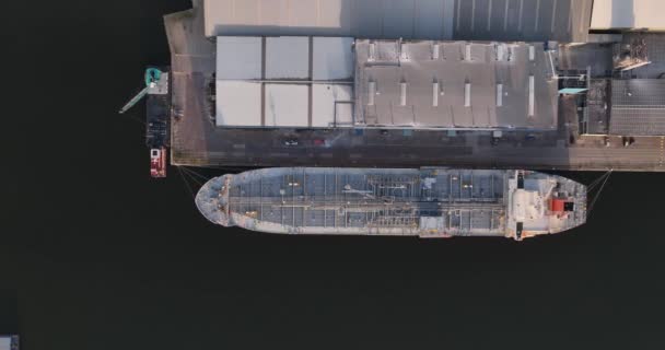 Petrochemical Petroleum Industry Transport Carrier Vessel Large Industrial Harbour Port — Stok video